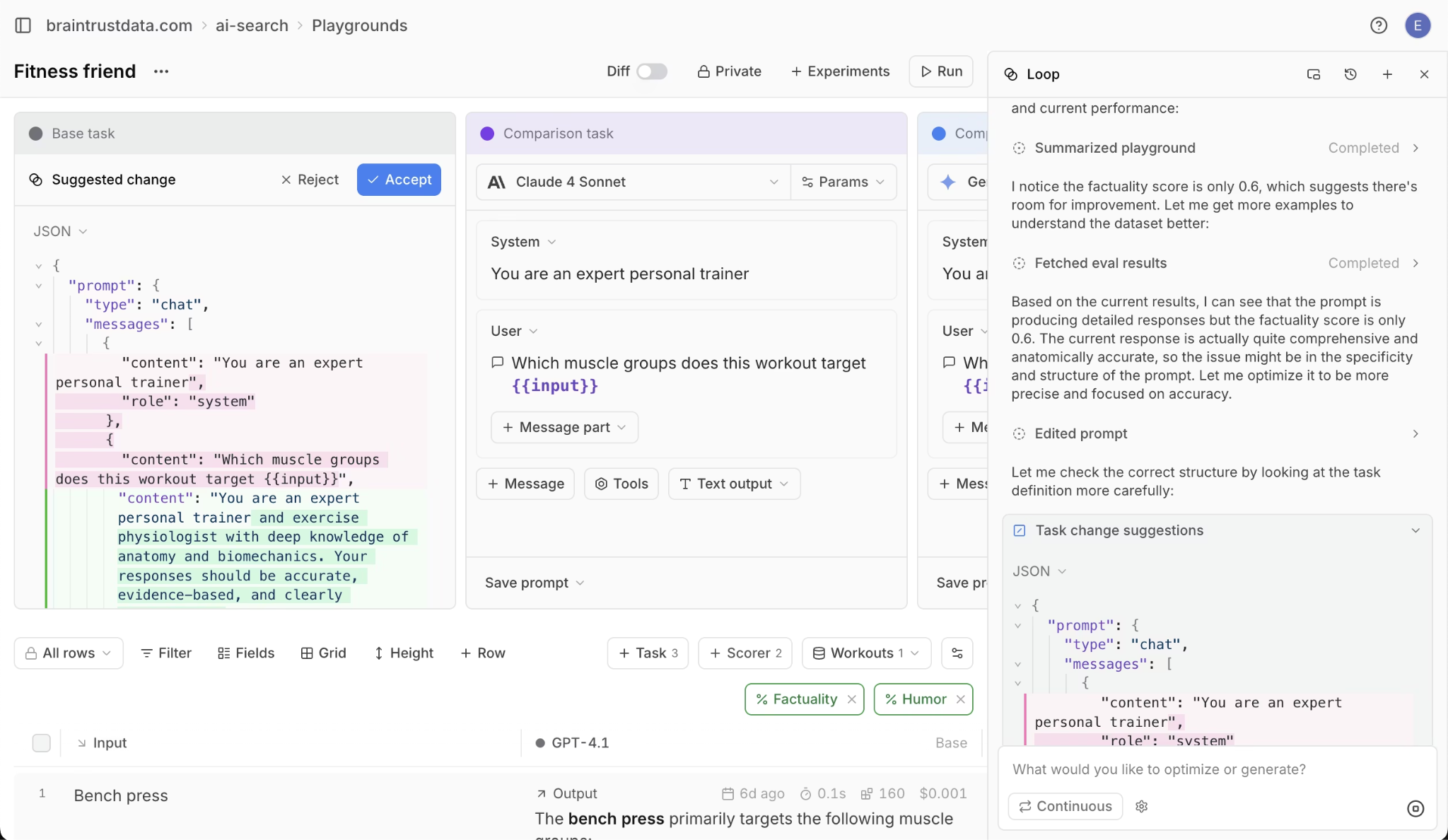 Braintrust Playground with Loop
